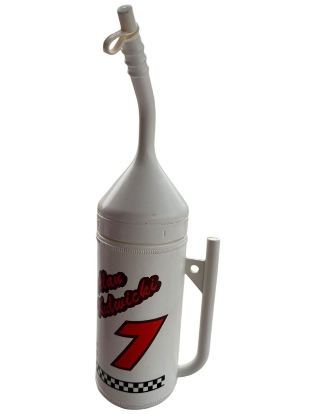 NASCAR Racing White & Red Fuel Can 32 oz. Water Bottle w/Handle Alan Kulwicki #7